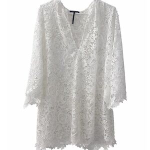Anthropologie White Lace Beach Cover-Up Tunic – One Size